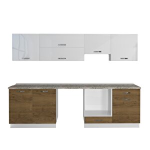 Decoraktiv Elite 280y Mdf Ankastre Fırın Modüllü Hazır Mutfak Dolabı - Tezgah Dahil - Pera - Beyaz
