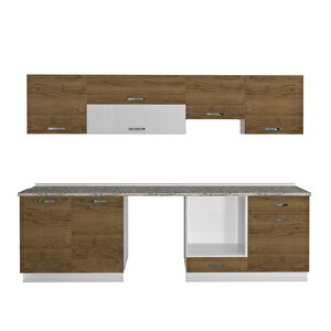 Decoraktiv Elite 280y Mdf Ankastre Fırın Modüllü Hazır Mutfak Dolabı - Tezgah Dahil - Naturel Pera