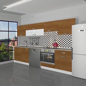 Elite 280y Mdf Ankastre Fırın Modüllü Hazır Mutfak Dolabı - Tezgah Dahil - Naturel Ceviz Naturel Ceviz