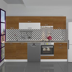 Elite 280y Mdf Ankastre Fırın Modüllü Hazır Mutfak Dolabı - Tezgah Dahil - Naturel Ceviz Naturel Ceviz
