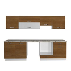Decoraktiv Elite 280y Mdf Ankastre Fırın Modüllü Hazır Mutfak Dolabı - Tezgah Dahil - Naturel Ceviz