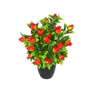 4lü Set Yapay Çiçek Kiraz Nar Limon Ve Mandalina Ağacı Siyah Saksıda 30cm