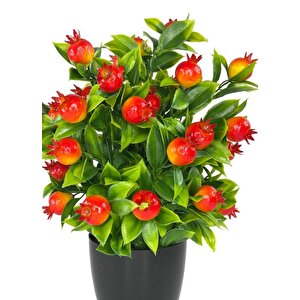 4lü Set Yapay Çiçek Kiraz Nar Limon Ve Mandalina Ağacı Siyah Saksıda 30cm