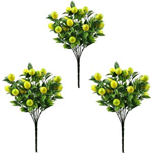 3lü Set Yapay Limon Demeti Yapay Çiçek 30*20cm Yeşil Yapraklı
