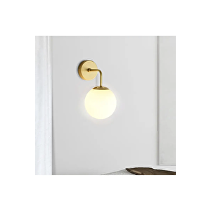 Modern Tasarım Tak Çalıştır Pilli Aplik Eskitme Gold Duvar Pilli Aplik Beyaz Opal Cam