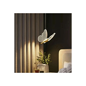 Modern Sarkıt Tekli Led Avize Kelebek Avize Butterfly Gold Sarı