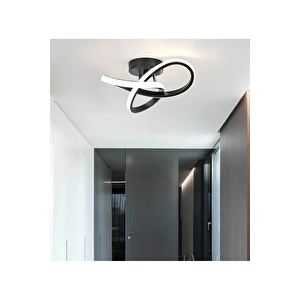Modern Plafonyer Tavan Salon Mutfak Oturma Odası Avize Boomerang Led Avize Siyah