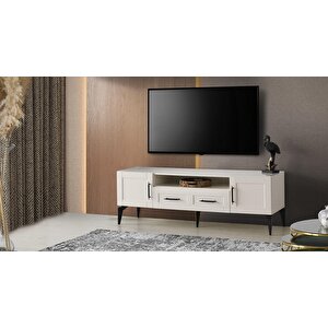 Çakıl Mdf Modern Çekmeceli Tv Sehpası 160cm Ekru