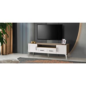 Çakıl Mdf Modern Çekmeceli Tv Sehpası 160cm Meşe