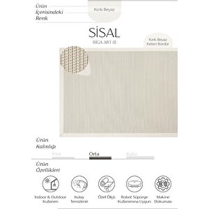 Riga Art 01 Hasır Dokulu Balkon Halısı İthal Sisal Halı Yolluk Bordürlü Mutfak Halısı 160x230 cm