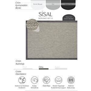 Monako Art 01 Hasır Dokulu Balkon Halısı İthal Sisal Halı Yolluk Bordürlü Mutfak Halısı 80x200 cm