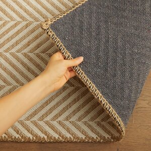 Ekru Renk Balıksırtı Jüt Halı Kilim 100 X 300 Cm