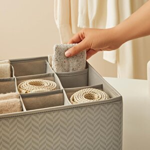 Ocean Home Textile 3'lü Bölmeli Gri Balıksırtı Çekmece İçi Düzenleyici Kutu Set