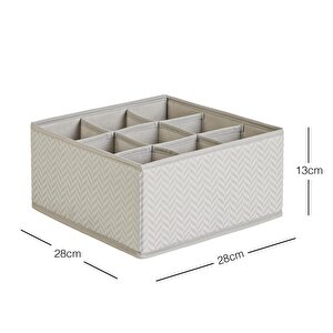 Ocean Home Textile 9 Bölmeli Petek Gri Balıksırtı Çekmece İçi Düzenleyici Kutu 28 X 28 X 13 Cm