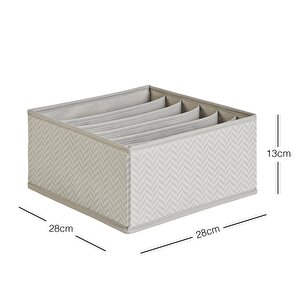 Ocean Home Textile 6 Bölmeli Gri Balıksırtı Çekmece İçi Düzenleyici Kutu 28 X 28 X 13 Cm