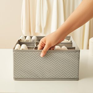 Ocean Home Textile 2'li 9 Bölmeli Petek Gri Balıksırtı Çekmece İçi Düzenleyici Kutu Set 28 X 28 X 13 Cm