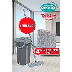 Gri̇ Tablet Mop 4 Adet Yedekli̇ Temi̇zli̇k Seti̇ Paspas