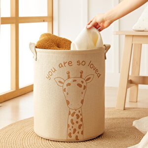 Ocean Home Textile 3'lü Çocuk Odası Sevimli Zürafa Jüt Dokuma Kumaş Sepet Set 1 Adet 24 X 17 X 14 / 1 Adet 30 X 21 X 18 / 1 Adet 3