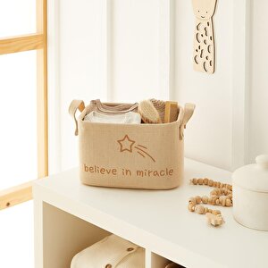 2'li Çocuk Odası Jüt Dokuma Kumaş Sepet Set 1 Adet 24 X 17 X 14 / 1 Adet 30 X 21 X 18 Cm