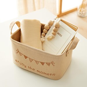 Ocean Home Textile 2'li Çocuk Odası Jüt Dokuma Kumaş Sepet Set 1 Adet 24 X 17 X 14 / 1 Adet 30 X 21 X 18 Cm