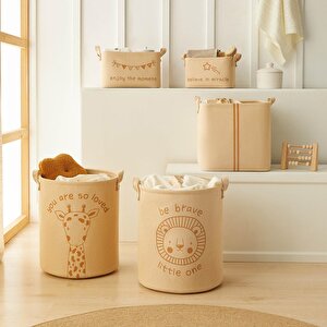 Ocean Home Textile 2'li Çocuk Odası Jüt Dokuma Kumaş Sepet Set 1 Adet 24 X 17 X 14 / 1 Adet 30 X 21 X 18 Cm