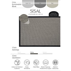 Lüksemburg Art 01 Hasır Dokulu Balkon Halısı İthal Sisal Halı Yolluk Bordürlü Mutfak Halısı 80x400 cm