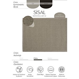 Montana Art 02 Hasır Dokulu Balkon Halısı İthal Sisal Halı Yolluk Bordürlü Mutfak Halısı 120x500 cm