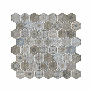 Hexagon Dijital Baskılı Cam Mozaik Fbdj 068