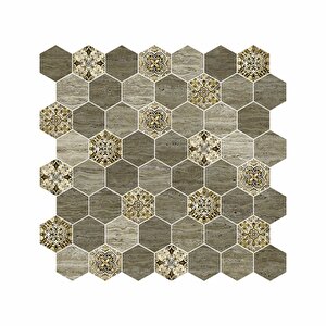 Hexagon Dijital Baskılı Cam Mozaik Fbdj 042