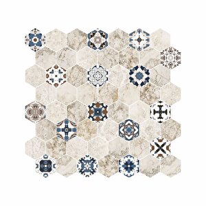 Hexagon Dijital Baskılı Cam Mozaik Fbdj 053