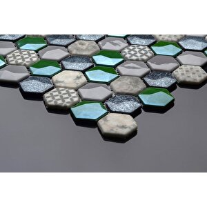 Hexagon Dijital Baskılı Cam Mozaik Fbadj 003