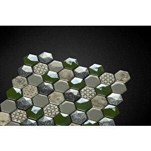 Hexagon Dijital Baskılı Cam Mozaik Fbadj 003
