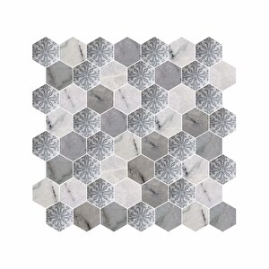 Hexagon Dijital Baskılı Cam Mozaik Fbdj 064