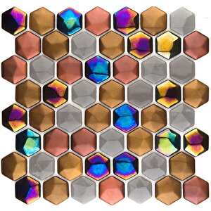 Hexagon Dijital Baskılı Cam Mozaik Fbadj 004