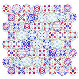 Hexagon Dijital Baskılı Cam Mozaik Fbdj 022