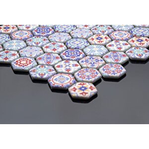 Hexagon Dijital Baskılı Cam Mozaik Fbdj 022