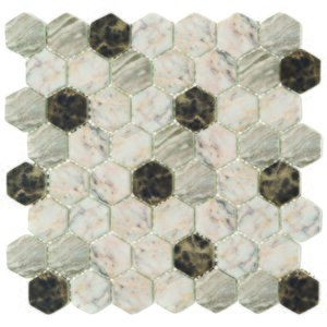 Hexagon Dijital Baskılı Cam Mozaik Fbdj 008