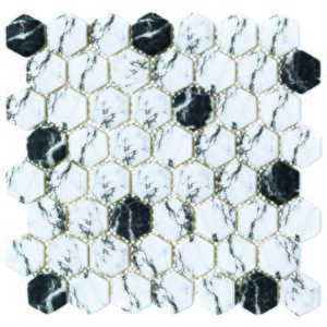 Hexagon Dijital Baskılı Cam Mozaik Fbdj 009