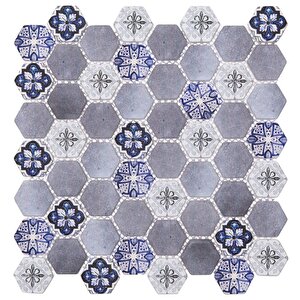 Hexagon Dijital Baskılı Cam Mozaik Fbdj 071