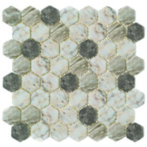 Hexagon Dijital Baskılı Cam Mozaik Fbdj 027