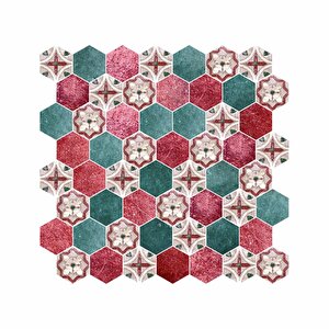 Hexagon Dijital Baskılı Cam Mozaik Fbdj 078