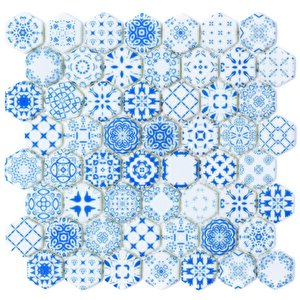 Hexagon Dijital Baskılı Cam Mozaik Fbdj 021