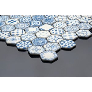 Hexagon Dijital Baskılı Cam Mozaik Fbdj 021