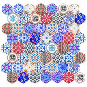 Hexagon Dijital Baskılı Cam Mozaik Fbdj 006