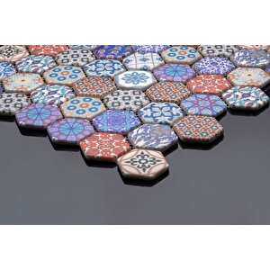 Hexagon Dijital Baskılı Cam Mozaik Fbdj 006