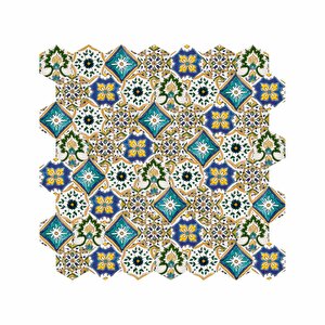 Hexagon Dijital Baskılı Cam Mozaik Fbdj 087