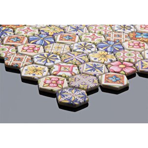 Hexagon Dijital Baskılı Cam Mozaik Fbdj 074