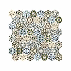 Hexagon Dijital Baskılı Cam Mozaik Fbdj 082