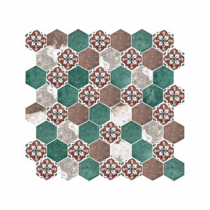 Hexagon Dijital Baskılı Cam Mozaik Fbdj 085