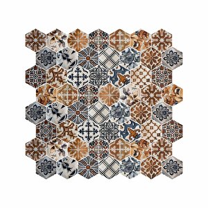 Hexagon Dijital Baskılı Cam Mozaik Fbdj 045